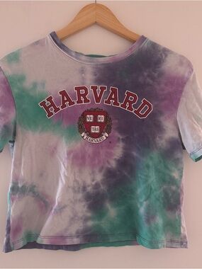 Harvard Tie-Dye Baby Tee in Purple, Green & White